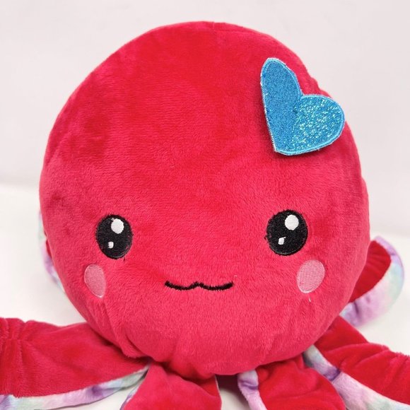 Red Octopus HugFun Plush Multicolor Tentacles 12" Blue Heart - Free Shipping - Picture 5 of 7